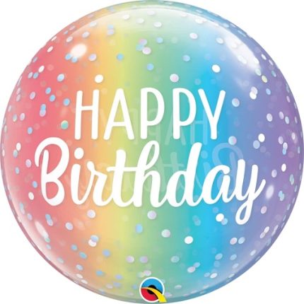 Μπαλόνι Bubble Happy Birthday Ombre & Dots