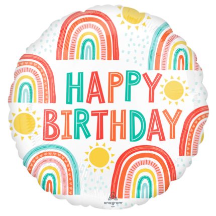 Μπαλόνι Foil Happy Birthday Retro Rainbow
