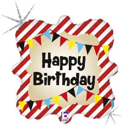 Μπαλόνι Foil Happy Birthday με σημαιάκια