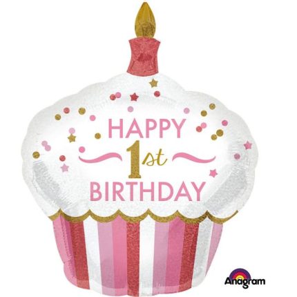 Μπαλόνι Happy 1st Birthday capcake ( 73cm x 91cm )