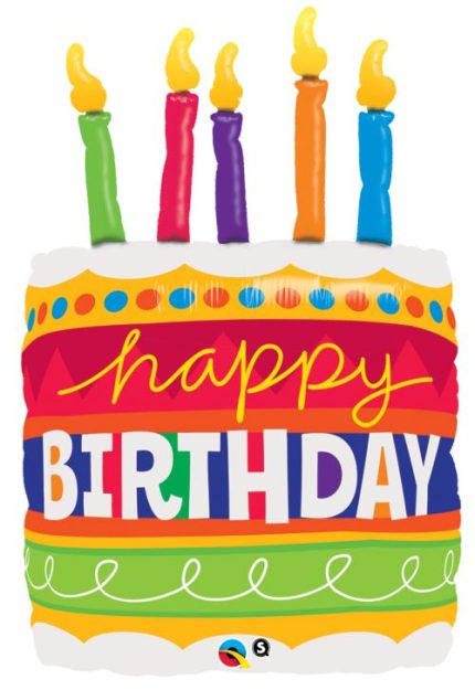 Μπαλόνι Happy Birthday σχήμα τούρτας (89cm)