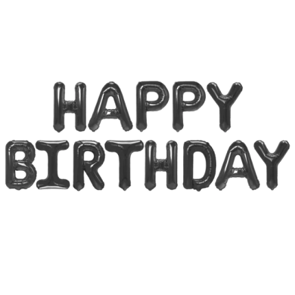 FOIL HAPPY BIRTHDAY BLACK