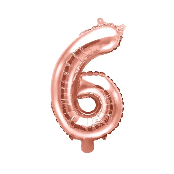 Foil Μπαλόνι Rose Gold Νούμερο '6’, 35cm