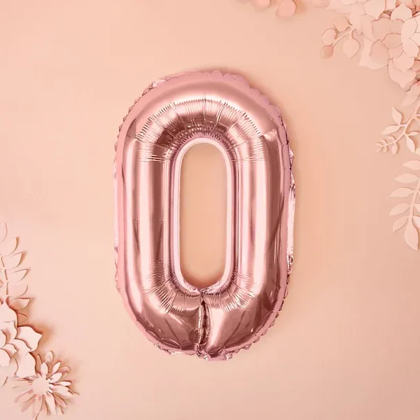 Foil Μπαλόνι Rose Gold Νούμερο ‘0’, 35cm2