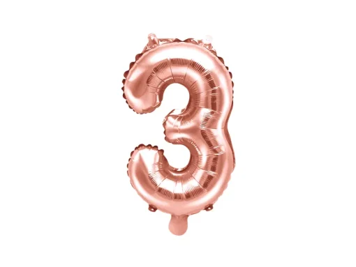 Foil Μπαλόνι Rose Gold Νούμερο ‘3’, 35cm