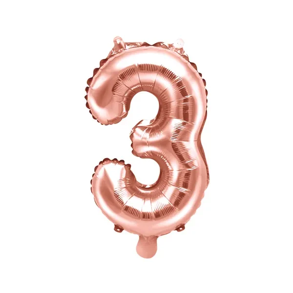 Foil Μπαλόνι Rose Gold Νούμερο ‘3’, 35cm