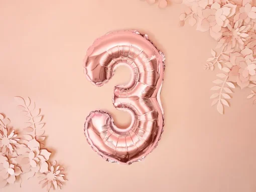 Foil Μπαλόνι Rose Gold Νούμερο ‘3’, 35cm2