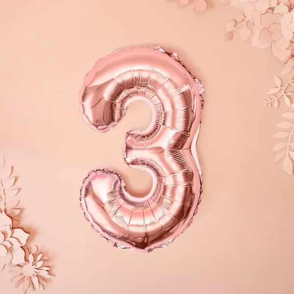 Foil Μπαλόνι Rose Gold Νούμερο ‘3’, 35cm2