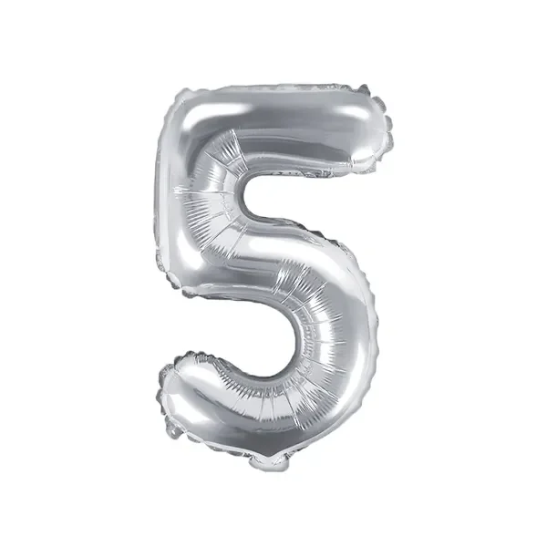 Foil Μπαλόνι Ασημένιο Νούμερο ‘5’